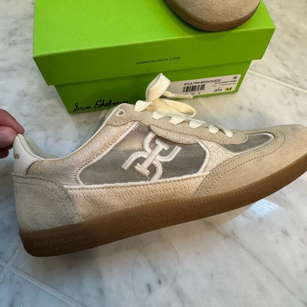 Sam Edelman Kyla Sneakers in Ivory/Honey Tan - Picture 5 of 10